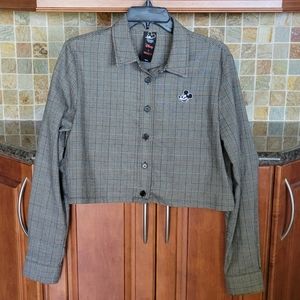 Forever 21 x Disney Plaid Crop Jacket Mickey Mouse